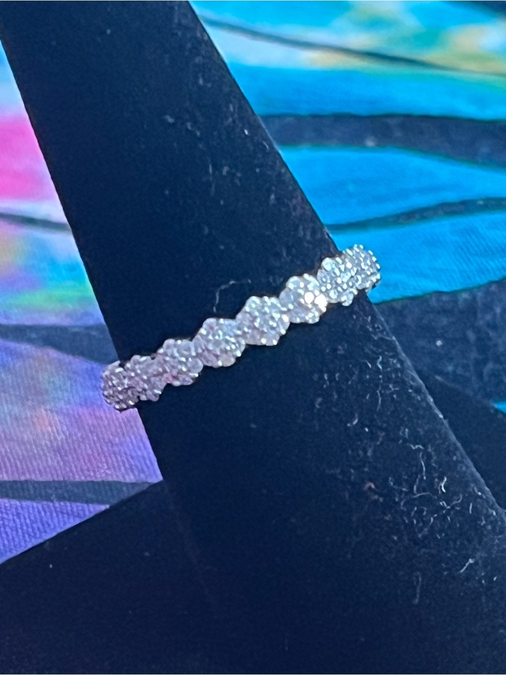 Sterling Silver 0.67 CTW Moissanite Flower Eternity Band Ring Size 8 DTP